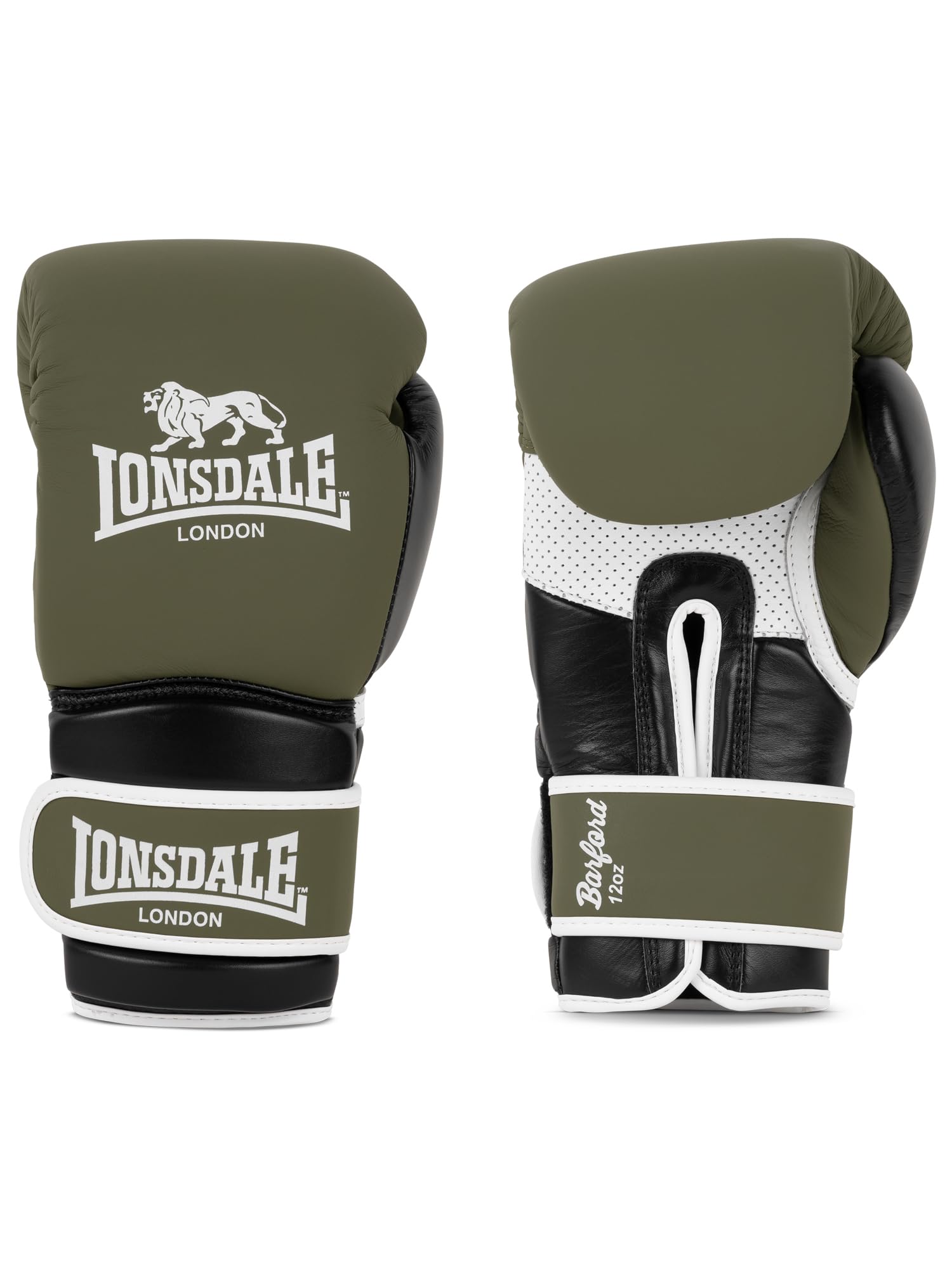 Lonsdale R?kawice bokserskie ze skóry Barford Olive/Black/White 14 oz