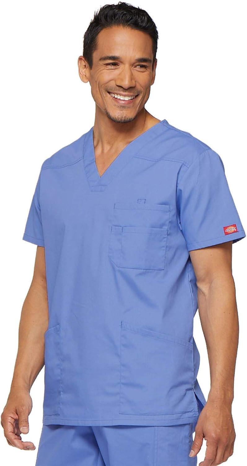 Dickies Mens V-Neck Scrub Top with 5 Pockets - Medical & Nursing Uniform Shirt, Side Vents - 81906 - Image 5