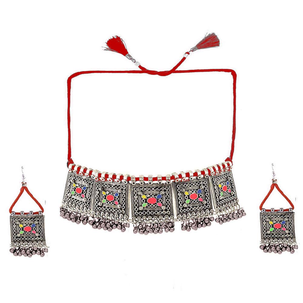 Yellow Chimes Oxidised Jewellery Set for Women Silver Oxidised Set Afghani Style Ghungroo Threads Choker Necklace Set for Women and Girls. (B08CZBQBST) Amazon Price History, Amazon Price Tracker
