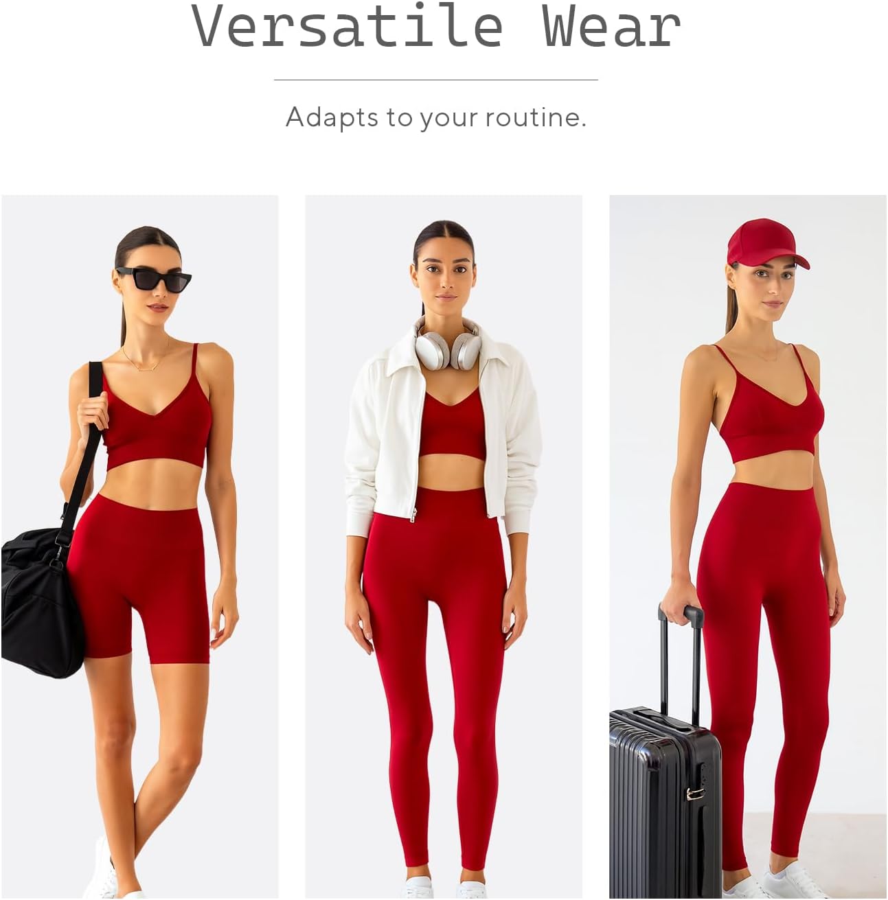 LUVAE 3 Piece Workout Set - Seamless Biker Short, High-Waist Leggings, Activewear Sports Bra Set for Gym Yoga Running Tennis - Image 7