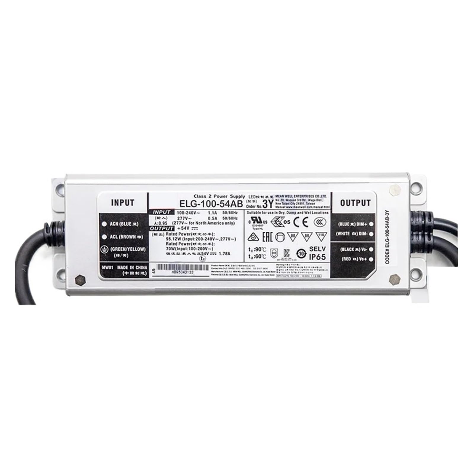 HYUJNAFZR ELG-100 Series ELG-100-24B-3Y ELG-100-48B-3Y ELG-100-54B-3Y 70~100W Constant Voltage + Constant Current Switching Power Supply(Elg-100-48b-3y)