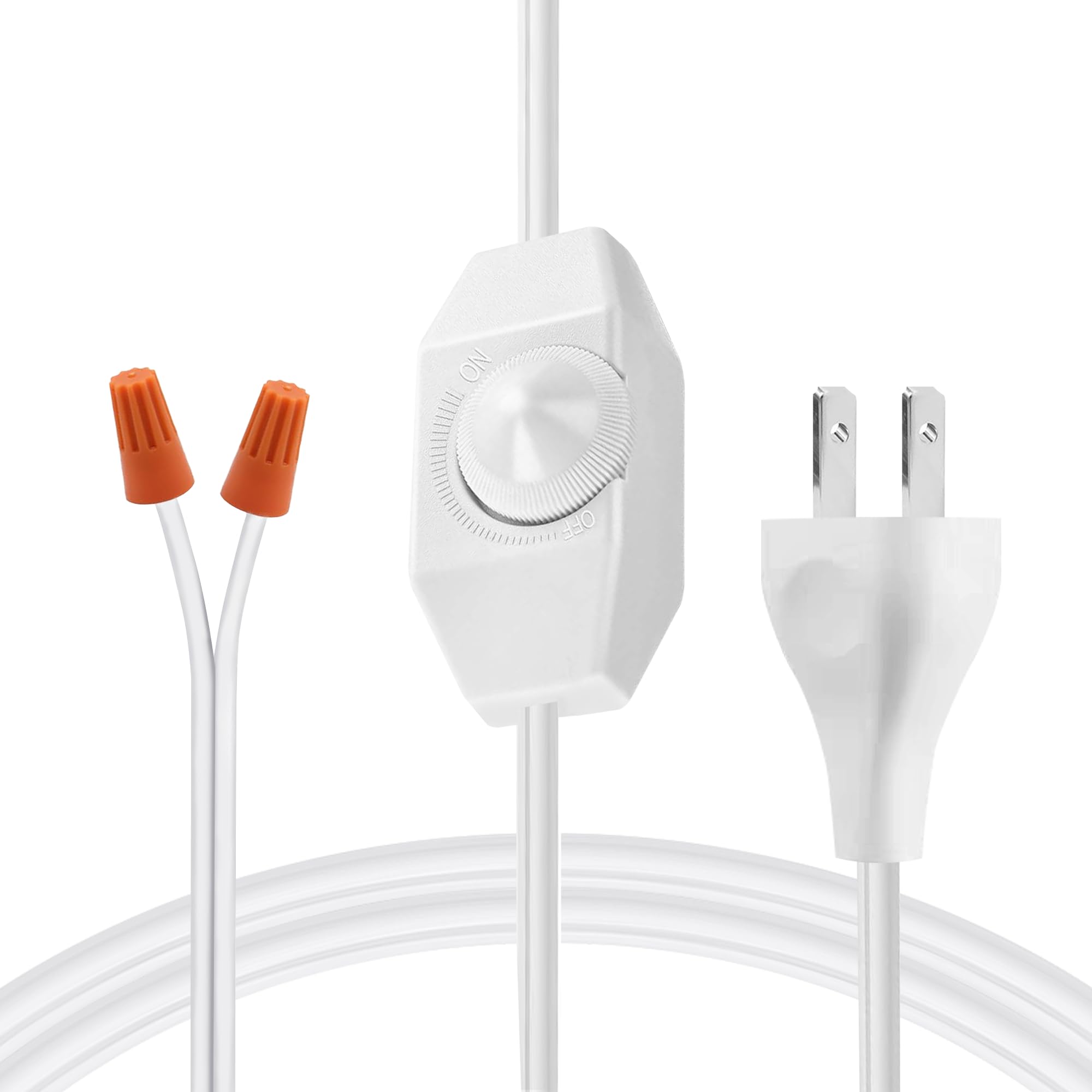 Photo 1 of [UL Listed] White Extension Cord with Rotary Dimmer Switch, 6 Feet Lamp Cord Compatible with Low Voltage Dimmable LED, Halogen & Incandescent Bulbs, UL Listed, 120V 150W Max