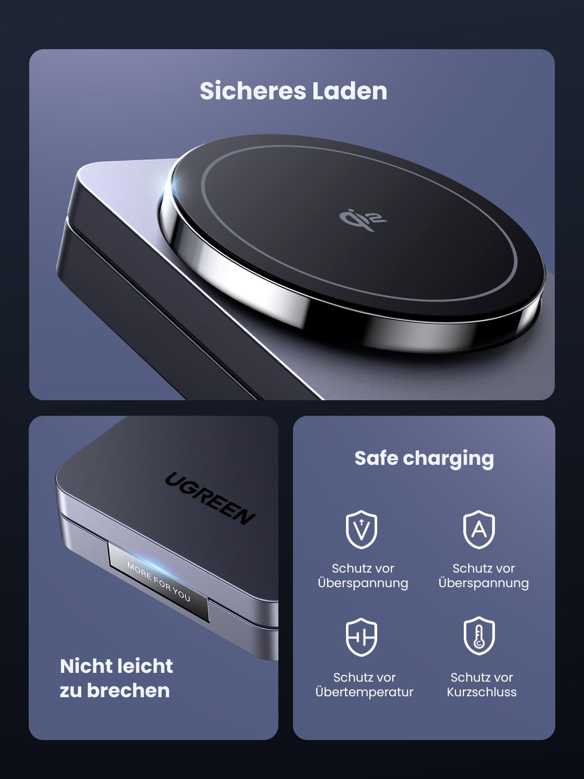 UGREEN MagFlow Qi2 15W 2-in-1 iPhone Faltbare Ladestation mit Magsafe