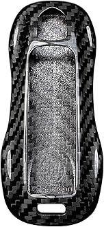 M.JVisun Genuine Carbon Fiber Key Fob Cover For Porsche 911 Carrera 918 Cayenne Coupe For Macan For Panamera Taycan Smart Car Remote Key Fob Case Skin For Men Women - C Style - Black