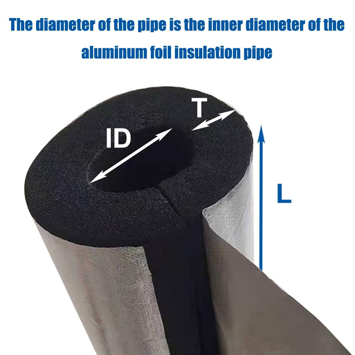 95cm Guaina Isolante in Gomma, Tubo Isolante Antigelo per Esterni, Isolante per Tubi in Foglio di Alluminio Autosigillante, ID22-120mm per Tubi dell'Acqua Fredda e Calda(TK 30mm(1.2"),ID 120 mm(4.7"))