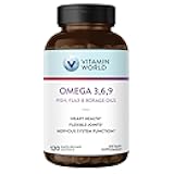 Vitamin World Triple Omega 3-6-9 3000mg with Fish, Flax, Borage & Evening Primrose Oils, Omega-3 Fatty Acids with EPA & DHA, Supports Heart, Brain & Immune Health, Gluten Free, 120 Softgels