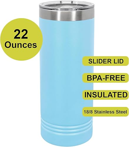 Miniatura 2 de Vaso delgado de acero inoxidable con aislamiento al vacío de 22 onzas con nombre, frase, palabras, texto de personalización, doble pared grabado con