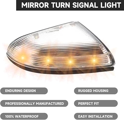Miniatura 6 de Luz intermitente para espejo delantero izquierdo y lado derecho del pasajero, compatible con Dodge Ram 1500 2500 2009-2018 - Repuesto de pieza