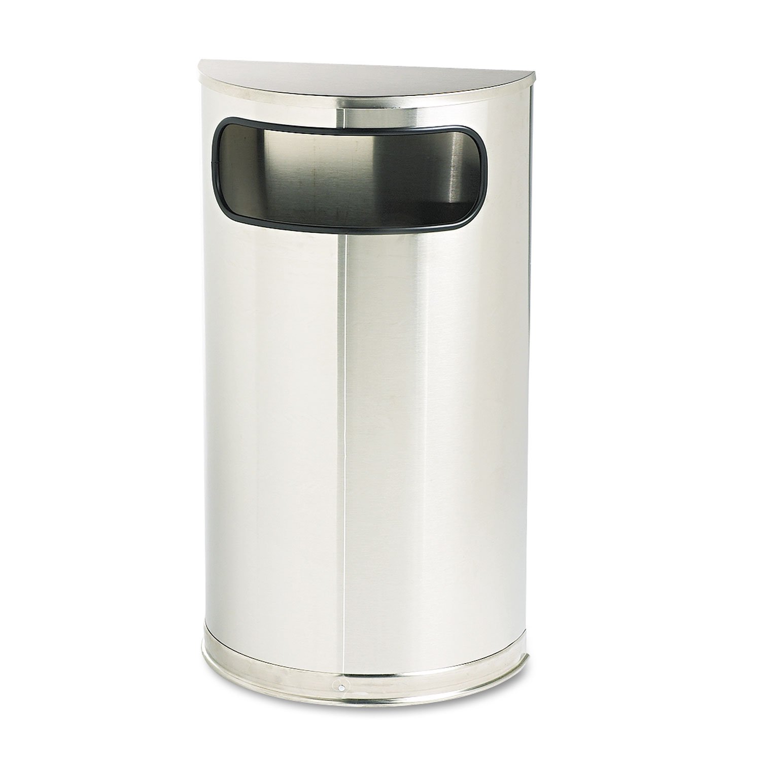 Rubbermaid Commercial Products Half Rounds Steel Trash Can, Flat Top Side Open, 6 GAL, Stainless Steel, Indoor for Hotel Lobbies/Washrooms/Front of