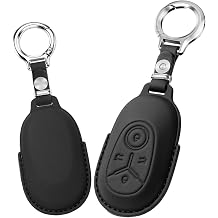 for Geely Leather Car Key Fob Cover Case Fit for Geely EX2 GEOME Galaxy 2025 Light Star Wishes Xingyuan Exploration Youth Version Keychain Key Holder Accessories 4 Button Black