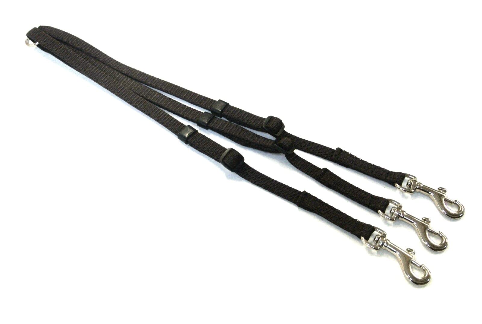 Dog Coupler/Splitter Lead Dual Walking Leash Adjustable 13mm Webbing 3 Way Splitter (Brown)