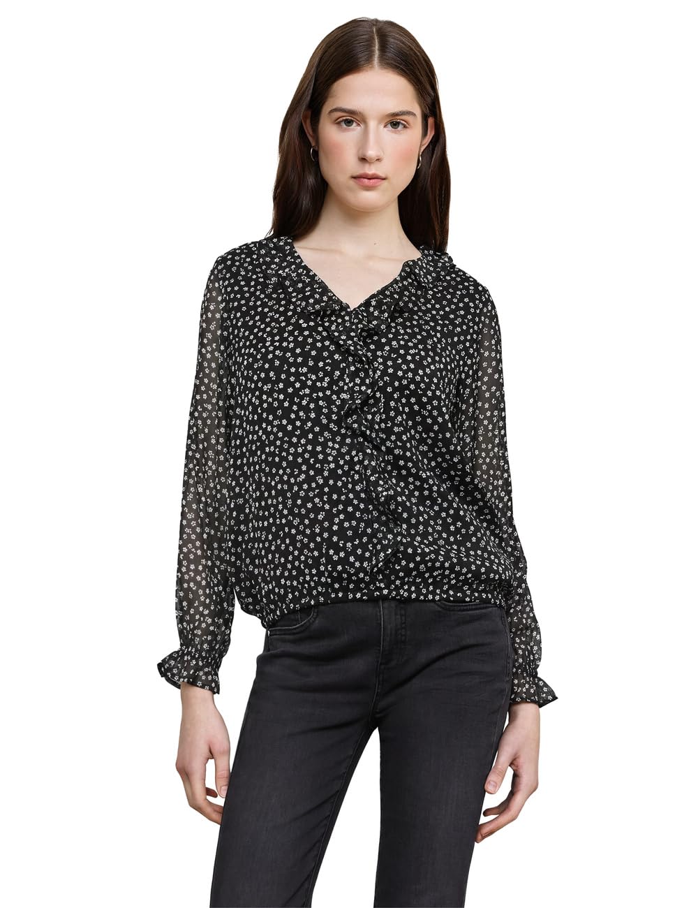 Street One Studio Damen 3412444 Chiffonbluse mit Volants (1er Pack)