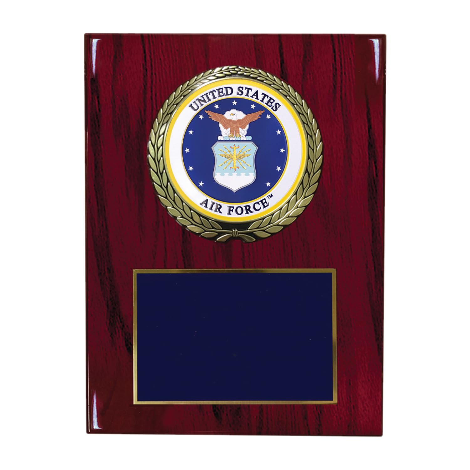 SHOP AWARDS AND GIFTS Customizable 9x12 Inch Piano Finish United States US Military Plaque Award, Personalized, Air Force Cherry Piano