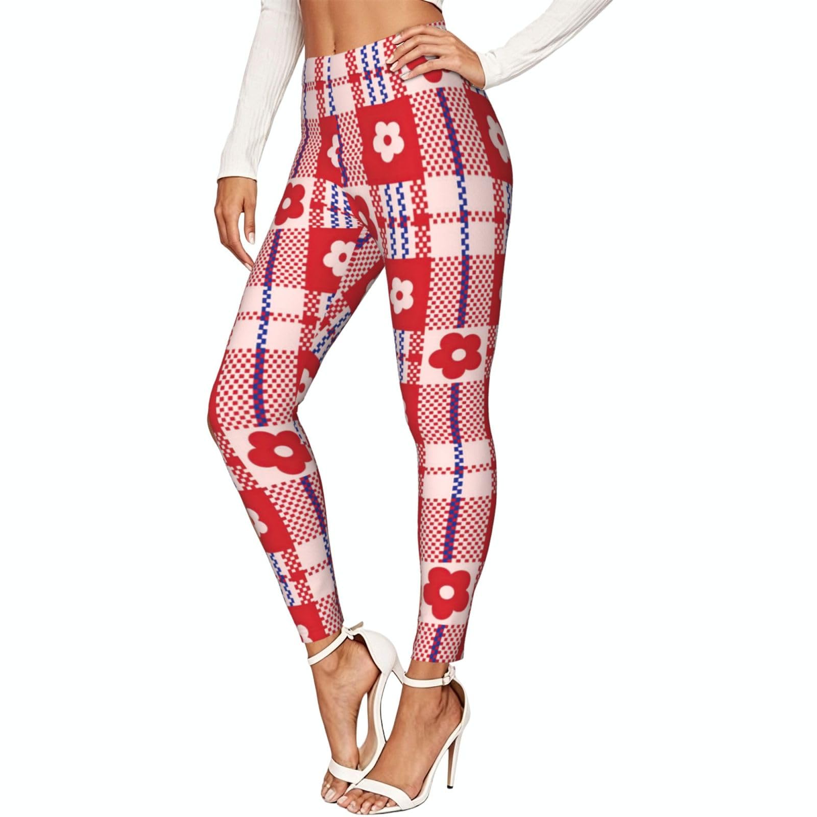 Mallas elásticas de flores rojas pantalones cómodos de gimnasio 8