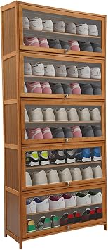 11-Tier Shoe Cabinet, Bamboo Shoe Organizer Cabinet Shoe Rack Organizer Freestanding Shoe Rack Cabinet Shoes Shelf Organizer for Entryway Hallway 31.5 * 12.99 * 67.72 in11-Tier