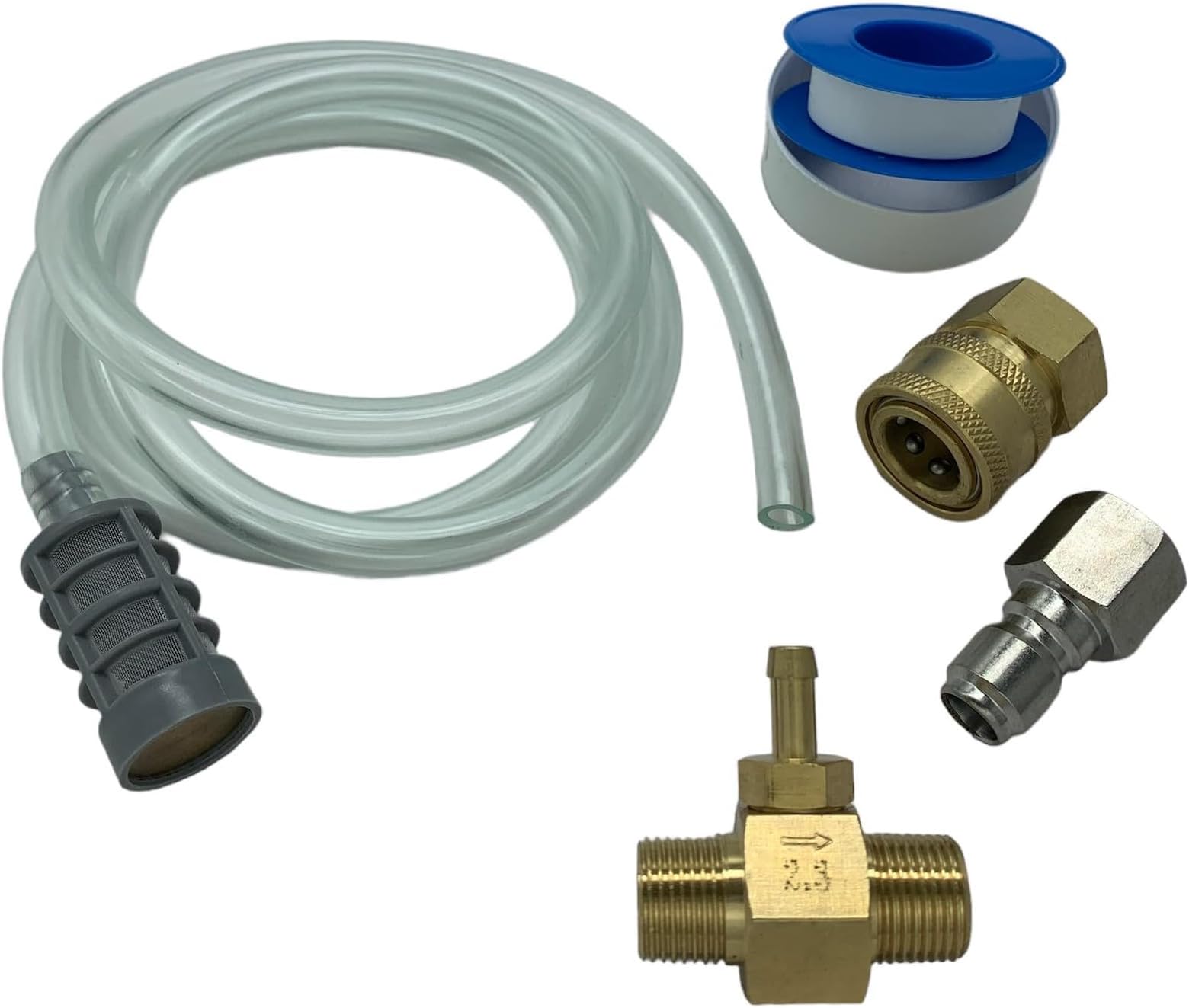 Sellerocity Kit Pressure Washer Chemical Detergent Soap Down Stream Injector 5-8 GPM 2.3 Orifice W/Hose/Filter & 3/8" Quick Connects