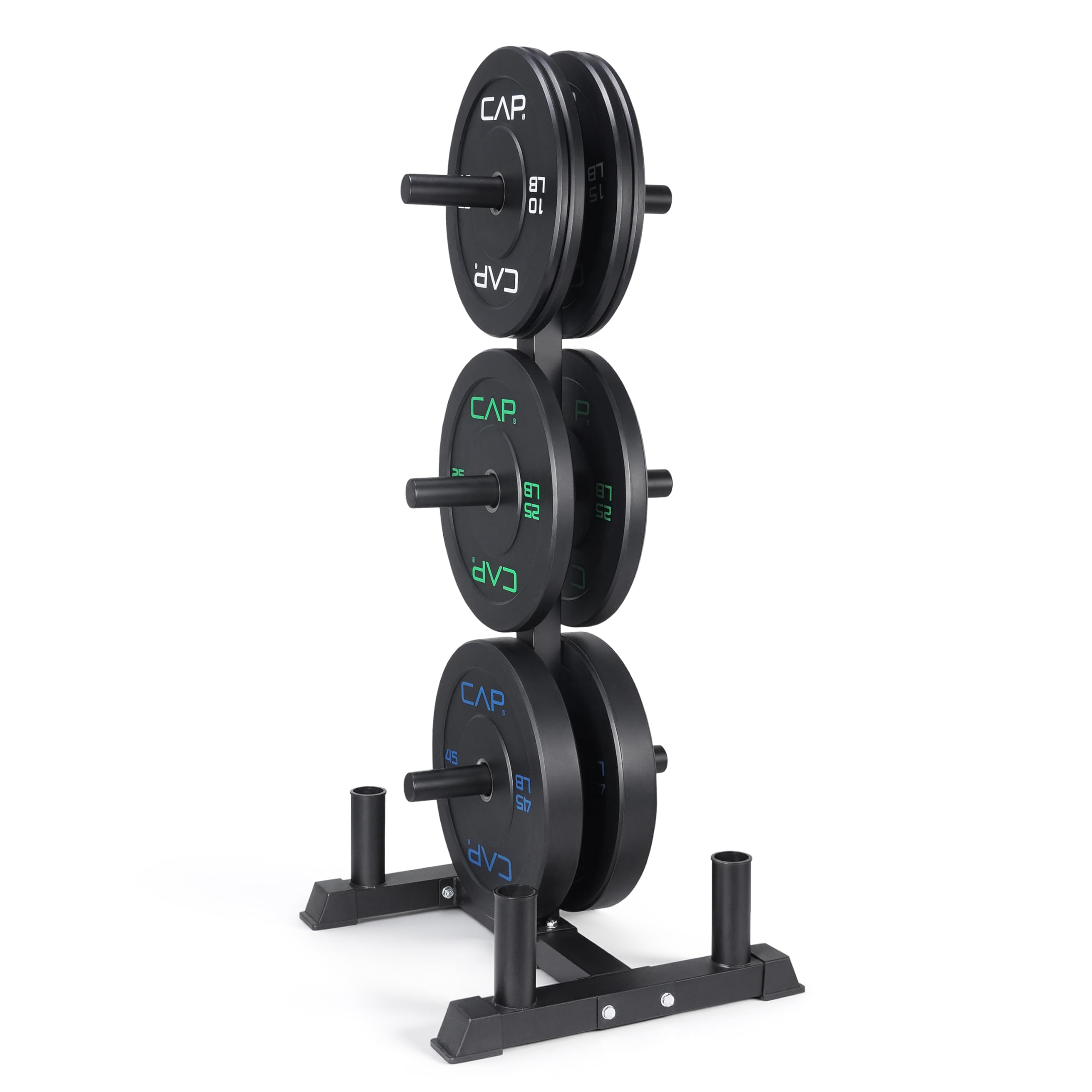 CAP 2-inch Olympic Bumper Plate Weight Set | 100-370 lbs | Multiple Colors | Storage Rack Optional