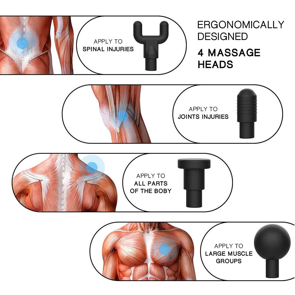 Pistola Per Massaggio Fascia, Massaggio Elettrico Del Martello Muscolo Rilassante A 4 Teste Di Massaggio A 20 Velocità, Adatto Per Sport/Fitness/Riabilitazione,A