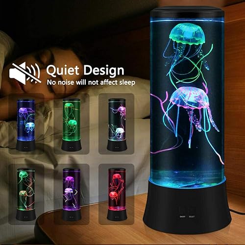 Miniatura 5 de EDIER Lámpara de medusa, luz LED de fantasía de pez de gelatina, 7 ajustes de color, lámpara de mesa de tanque de medusas, decoración para