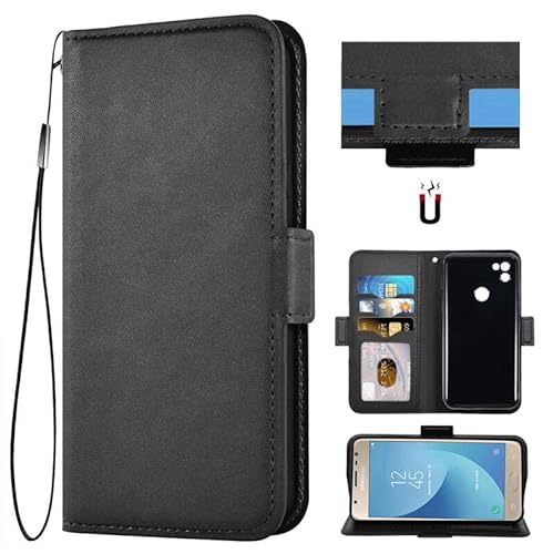 Auotu PU Leder Flip Brieftasche Handyhülle Lederhülle Cover Tasche Hülle Hülle Etui für Gigaset GS5 / Gigaset GS5 Lite / GS5 Senior / GS5 Pro Smartphone (Schwarz)