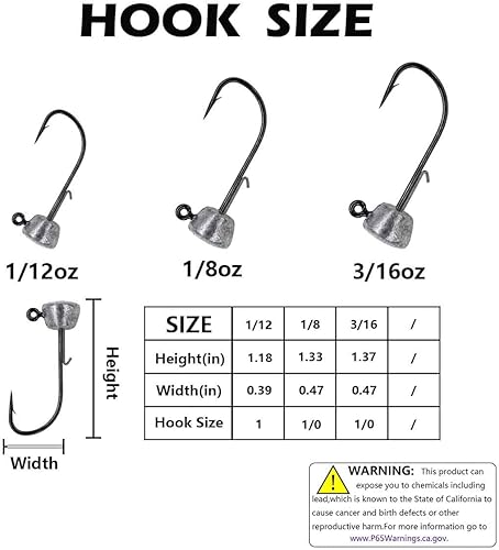 Miniatura 3 de INFISHCEO Ned Rig - Ganchos de pesca con cabeza de jig, paquete de 50 cebos Ned Rig para pesca de lubina, ganchos de cabeza de plantilla de pesca