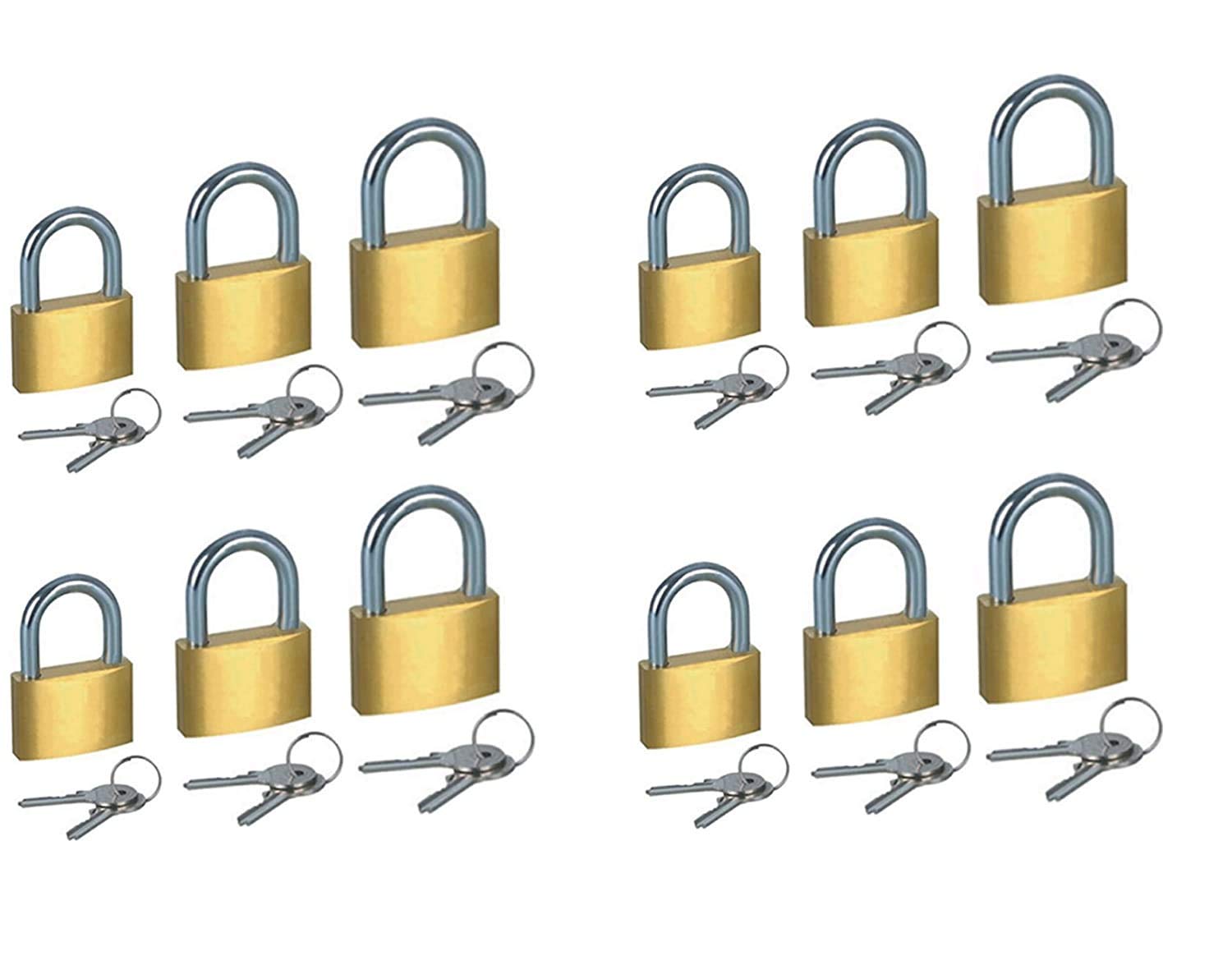 improvhome pack of 12 premium quality small brass key pad lock for travel - suitcase, bag, multicolor
