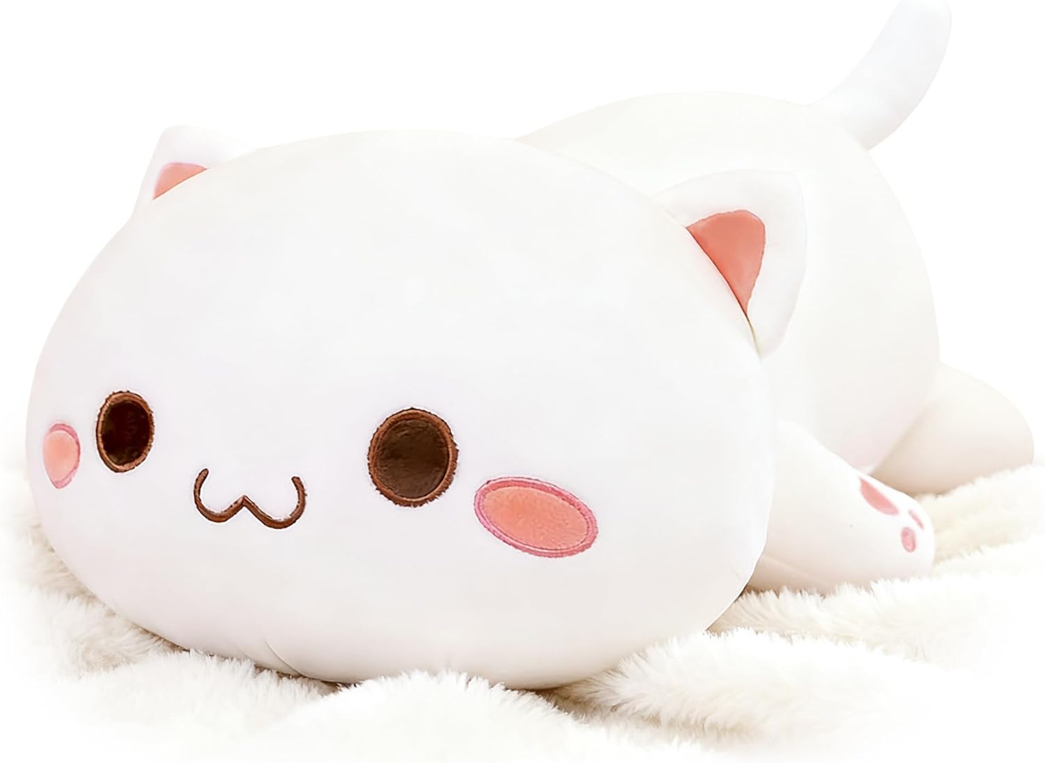 Onsoyours Cute Kitten Plush Toy Stuffed Animal Pet Kitty Soft Anime Cat Plush Pillow for Kids (White Cat, 12")