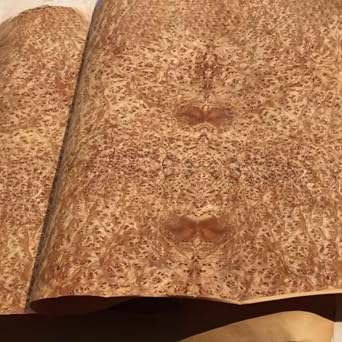 Natural Michelia Champaca Burl Wood Veneer 0.25mm Thick 98x20.8inch2.5x0.53meter for DIY, Home Decor, Furniture, Speaker and Instrument.