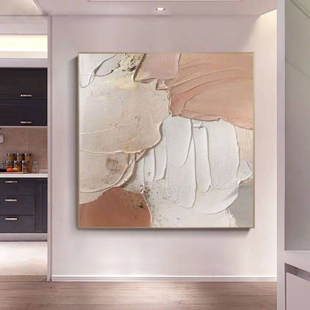 Mano Pintura Óleo Pintada Cuadros,Textura Abstracta Moderna Lienzo Acrílico Pintura Al Óleo Pintada A Mano Pintura Al Óleo Alta Y Suave Morandi Color Arte Decoración De Pared Moderna, 30X30Cm (1