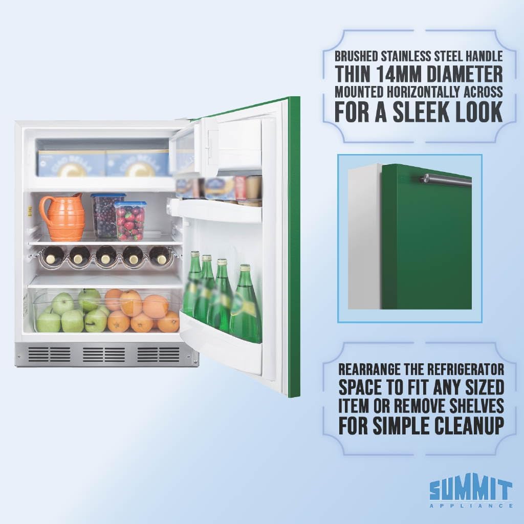 Summit 24" Refrigerator Freezer, Undercounter Fridge, 5.1 cu.ft. Capacity, ADA Compliant, ENERGYSTAR, Green - BRF611WHGADA