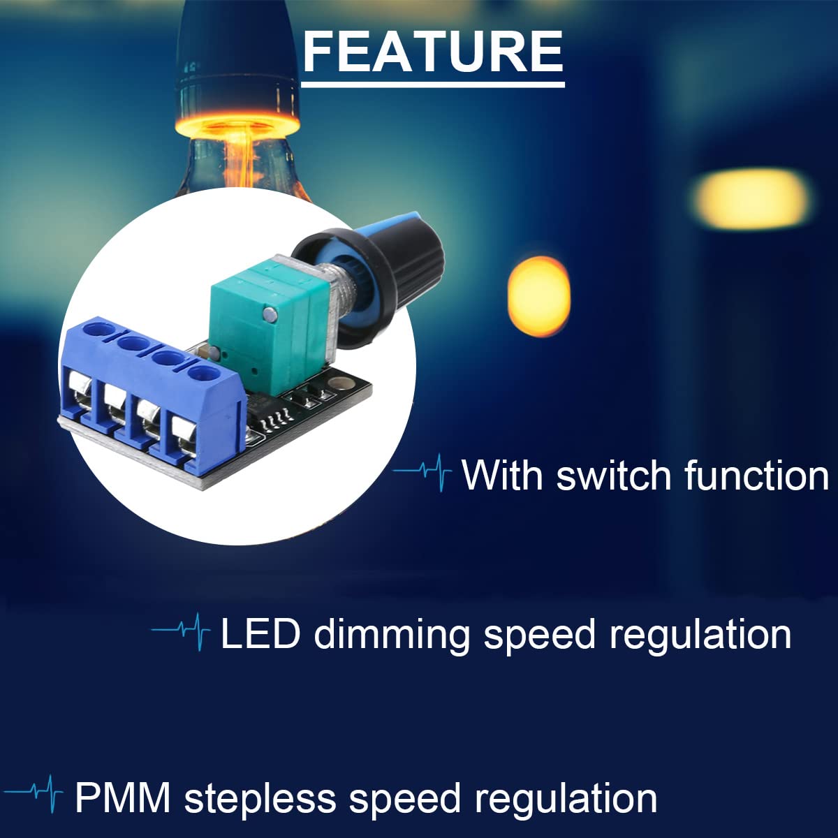 2PCS Mini modulo regolatore di velocità PWM DC Motor Governor 5V-16V 12V Interruttore di controllo della velocità 10A Funzione interruttore Dimmer LED con cavo 24AWG
