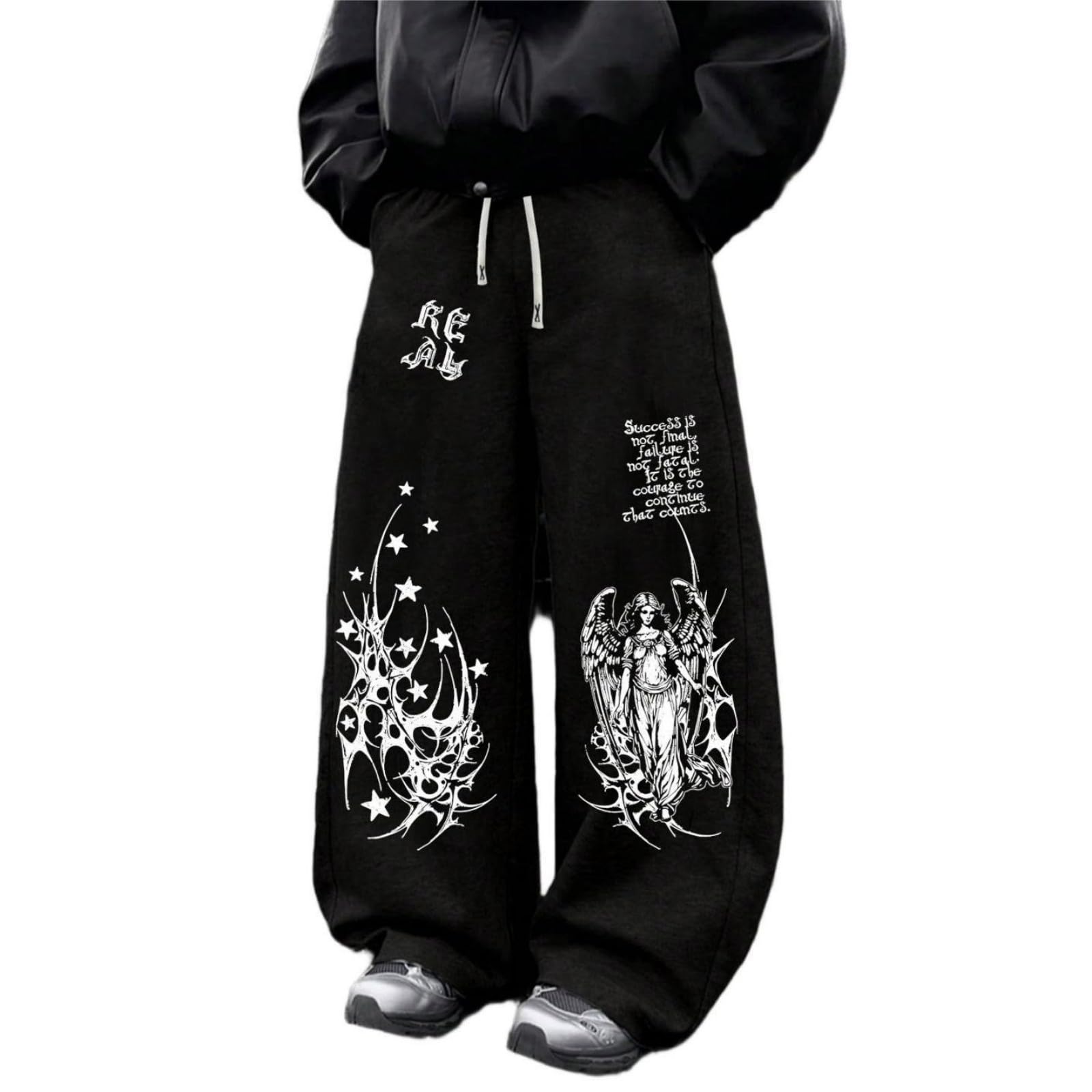 Xueneige Unisex D Black Medieval Swor Print Goth Mens Wide Leg Joggers Y2k Clothes Gym Joggers Men Gym Trousers Baggy Tracksuit Bottoms Oversize Sweatpants | Ark Casual Pants