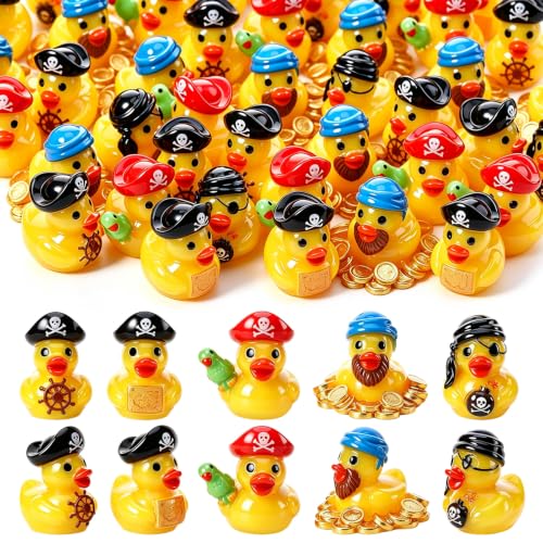 GGSTDDUP 60pcs Mini Resin Pirate Ducks, Tiny Pirate Toy Figurines, Novelty Pirate Party Favors Gift Decoration (5 Styles)