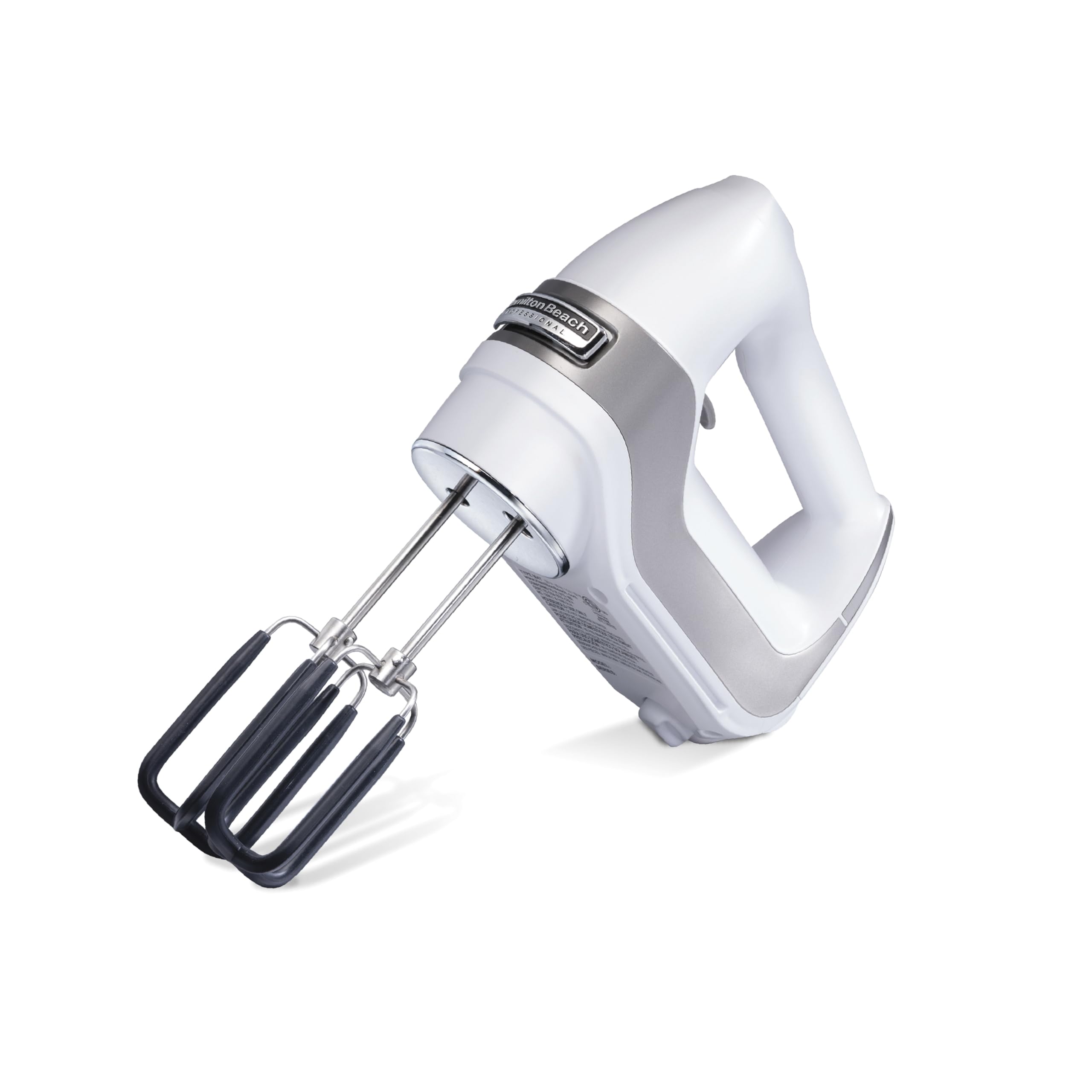 7-Speed Digital Electric Hand Mixer with High-Performance DC Motor, Slow Start, Snap-On Storage Case, SoftScrape Beaters, Whisk, Dough Hooks, White (62656)