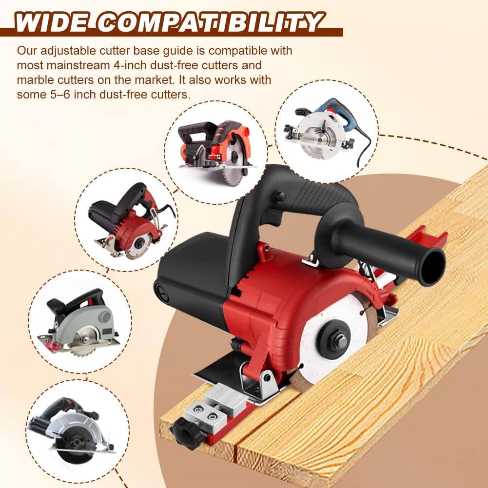 Circular Saw Guide Rail, Adjustable Cutting Machine Base Guide for 360mm Saw Base with Dual Lock, Aluminum Alloy Fence Attachment for Precision Cutt & Milling Tasks