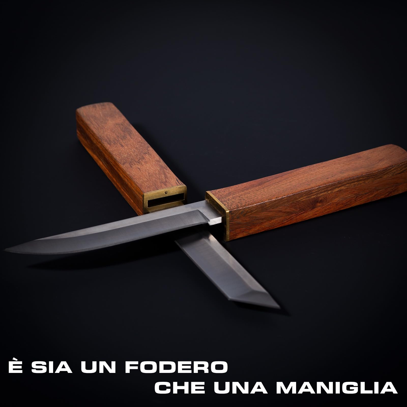 2-in-1 Doppio Coltello,Coltello da Caccia con Manico in Legno,Coltello Giapponese.