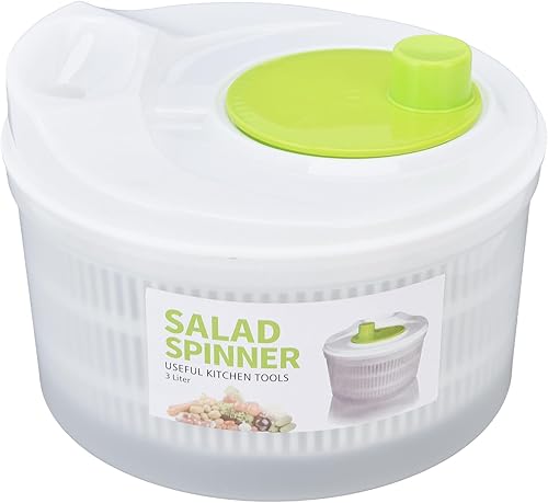 Molinillo de ensalada grande, 3 l manual de lechuga, secadora de frutas con una sola mano con cuenco y colador, lavadora de frutas giratoria para
