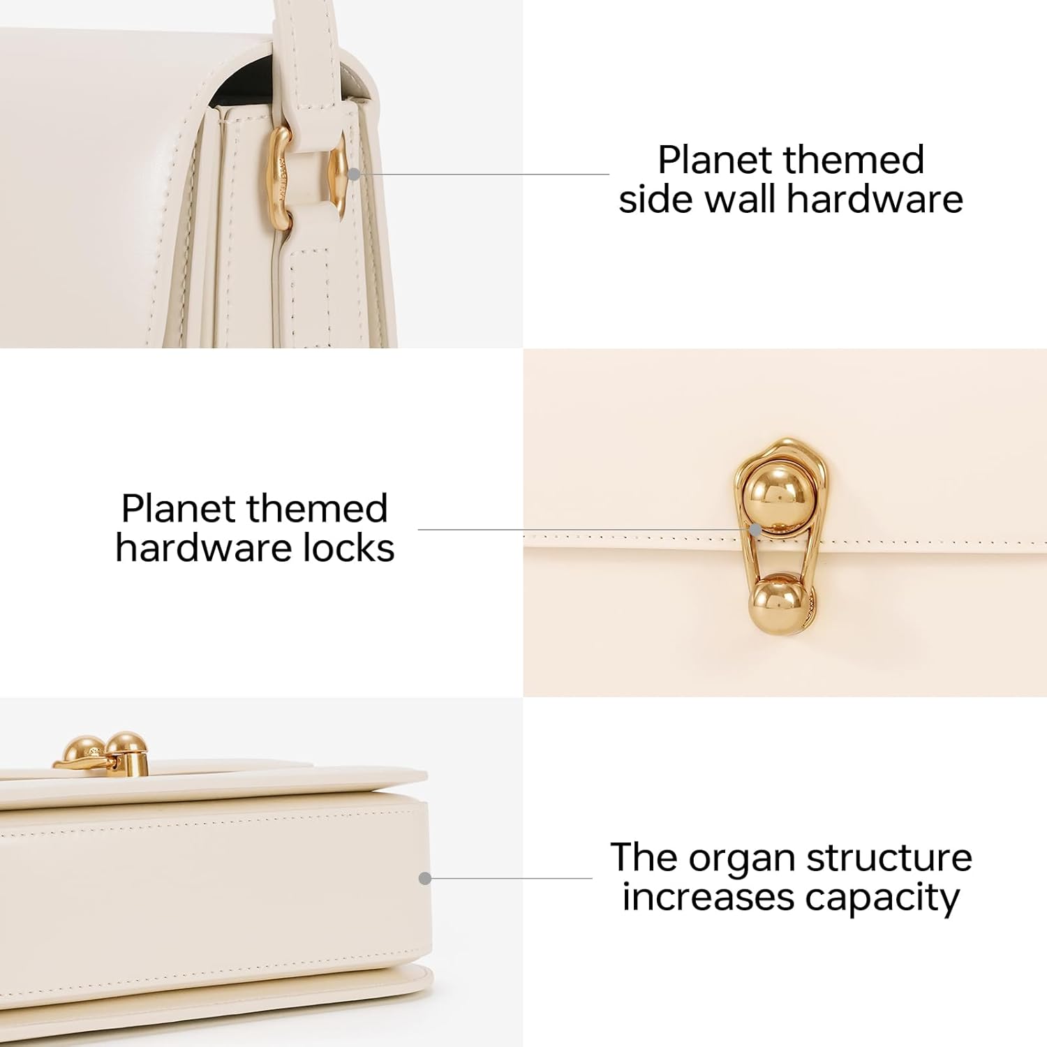 LA FESTIN Small Leather Purse Crossbody Bags For Women: Black Shoulder Handbags Crossbody Bag - Image 4