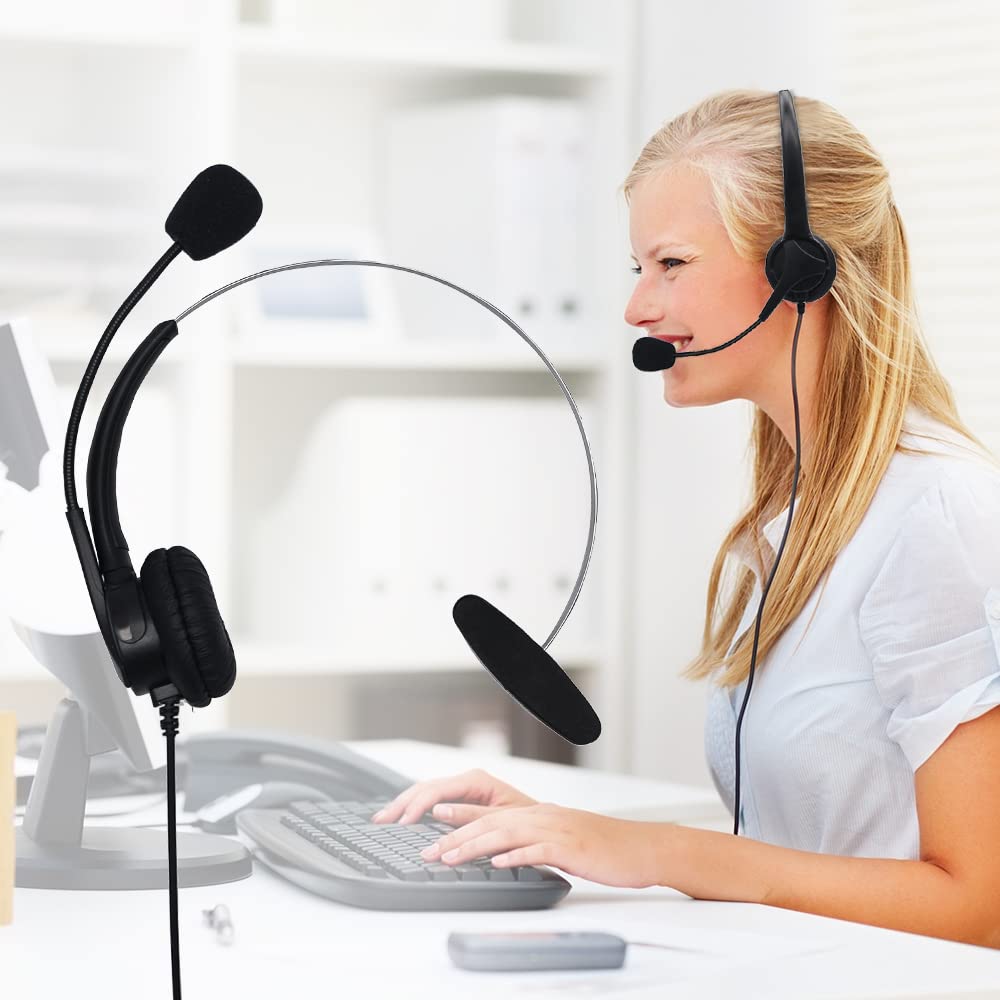auricular RJ11 para teléfono fijo con micrófono, auriculares de teléfono con cancelación de ruido y centro de llamadas para teléfonos IP Yealink