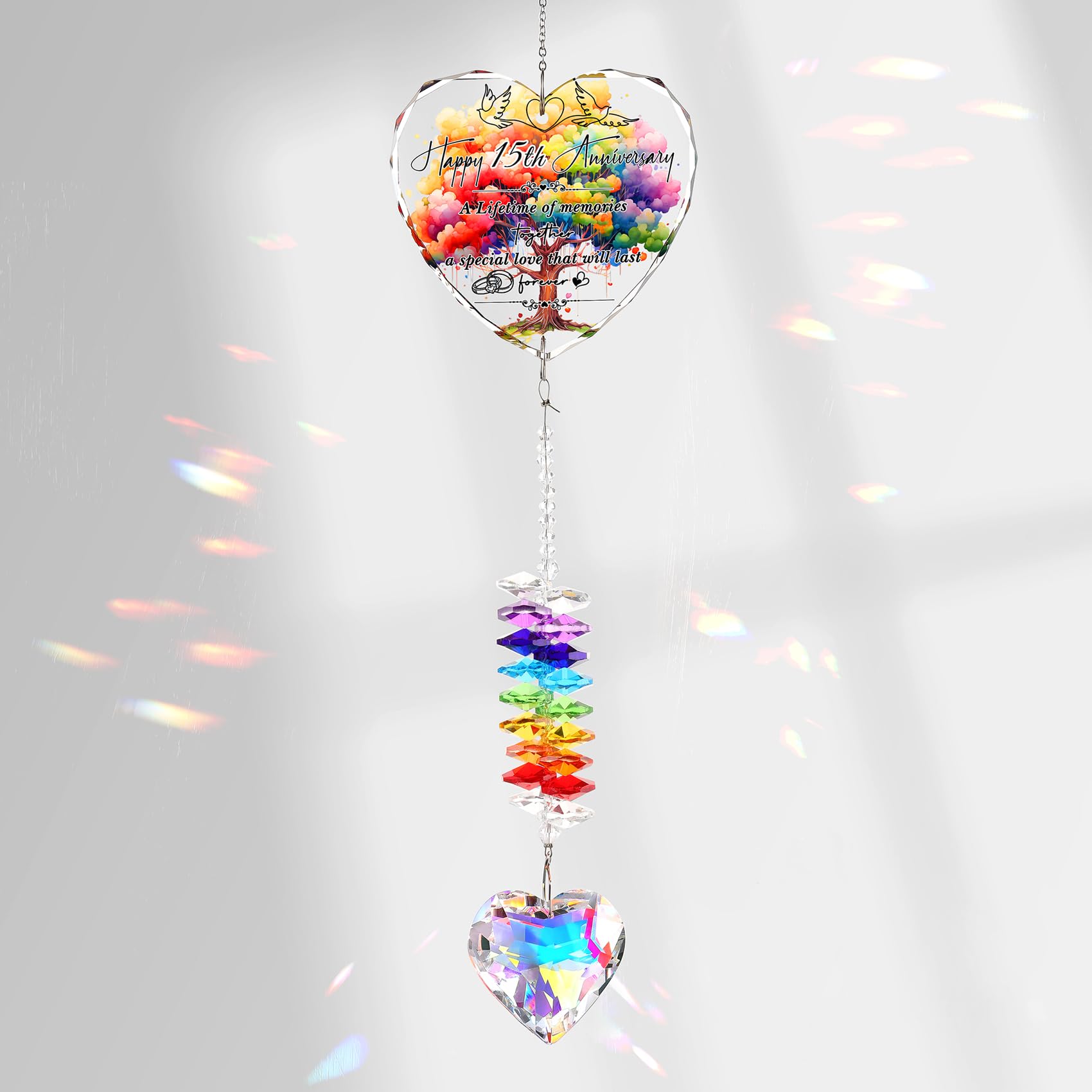 Attrape-soleil 15 ans de mariage : le cœur en cristal symbole de votre amour