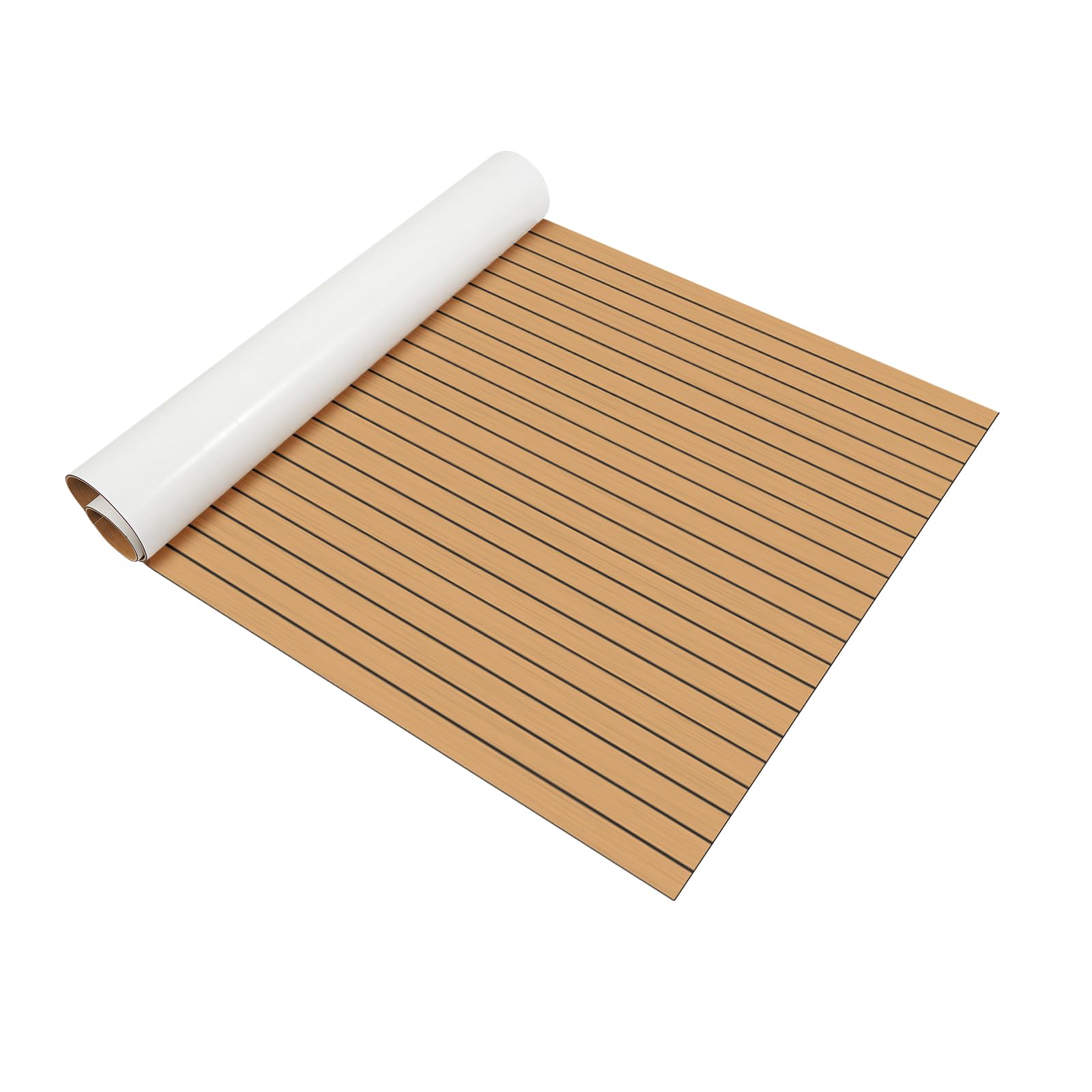DeeDuud EVA Foam Boat Decking Flooring 240x120cm, Faux Teak Boat Floor Mat, Self-Adhesive Marine Carpet for Pontoon Yacht Swim Platform Helm Pad (Brown)