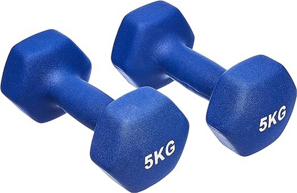 - Neoprene Fixed Dumbbell Pair, 2 x 5Kg, Blue