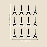 Vista 3 de Juego de 12 calcomanías de vinilo para pared, torres Eiffel, 6 x 3 pulgadas cada una, moderna, elegante, para el hogar, interior, exterior