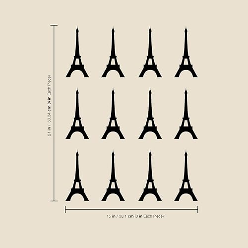 Miniatura 3 de Juego de 12 calcomanías de vinilo para pared, torres Eiffel, 6 x 3 pulgadas cada una, moderna, elegante, para el hogar, interior, exterior,