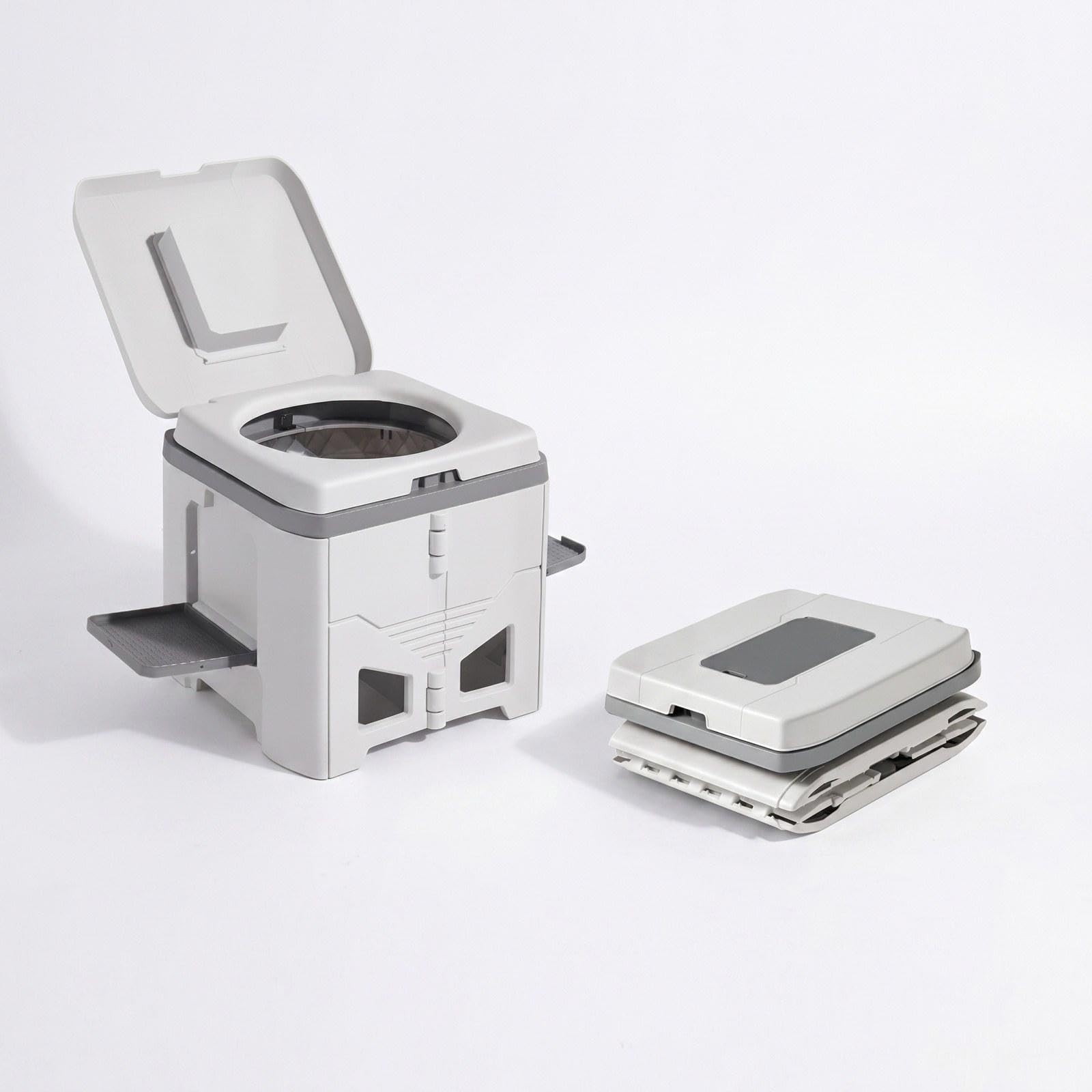 kowaku Inodoro Portátil Asiento Plegable Inodoro de Viaje Sanitario Multifuncional Compacto con Tapa Material PP Fácil Mantenimiento Adecuado para Adultos