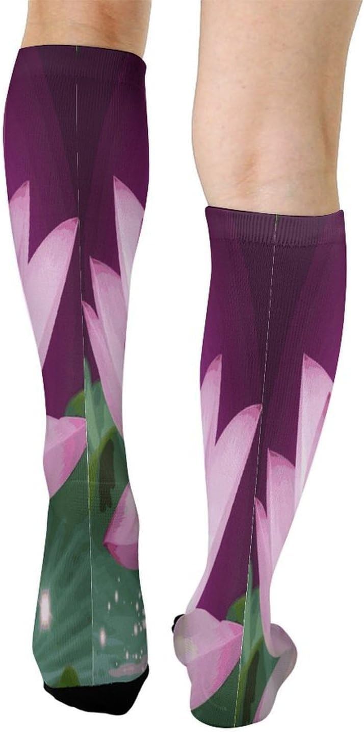 Asian Lotus Flower Crew Socks Calf Socks Athletic Crew Sock