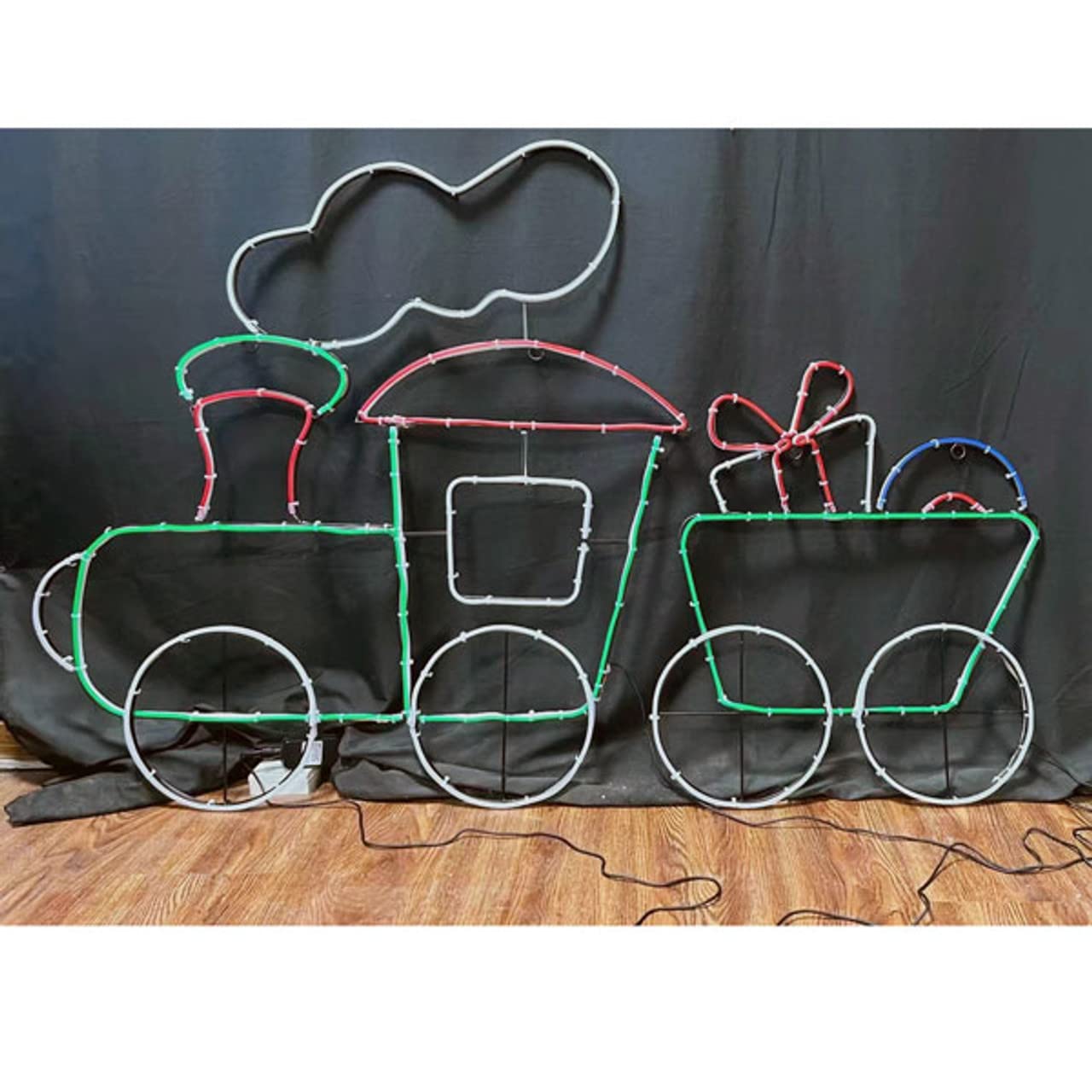 Neon LED Christmas Train and Car Motif – Lighted Silhouette – 67 Inch