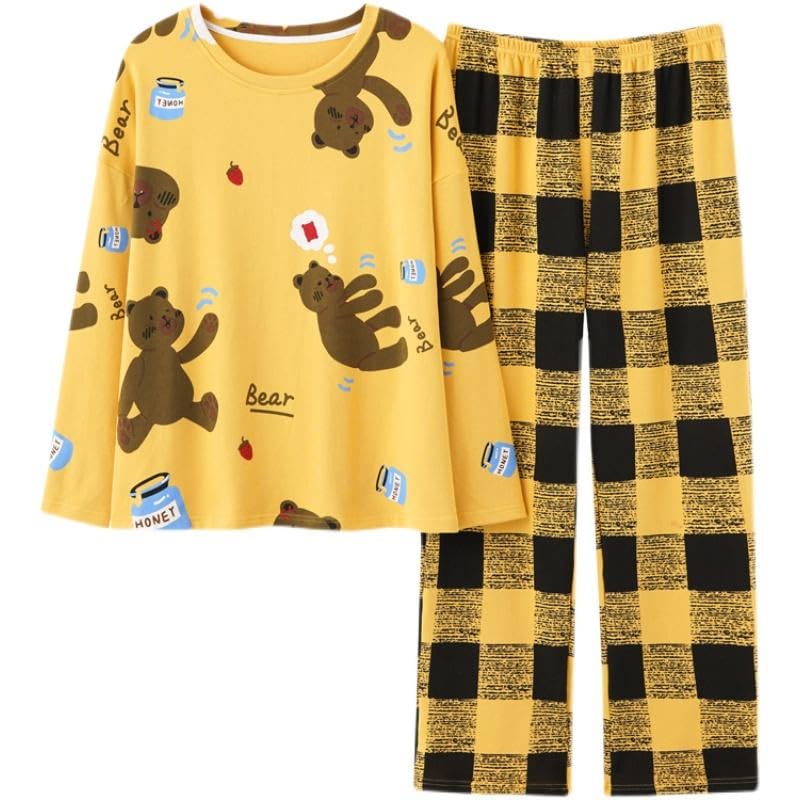 Image of LUXERUDRA Women's Pajama Set, Soft Breathable Korean Style Nightsuit with Top & Full Pants, Lightweight Loose Fit Nightwear & Loungewear for Girls & Women.