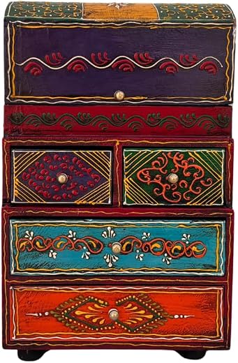 Wooden Handicraft Multi-Layer Jewelry Box Makeup Organizer Storage Box with 4 Layer 6 Drawer, Multiple Compartments, Jewel...