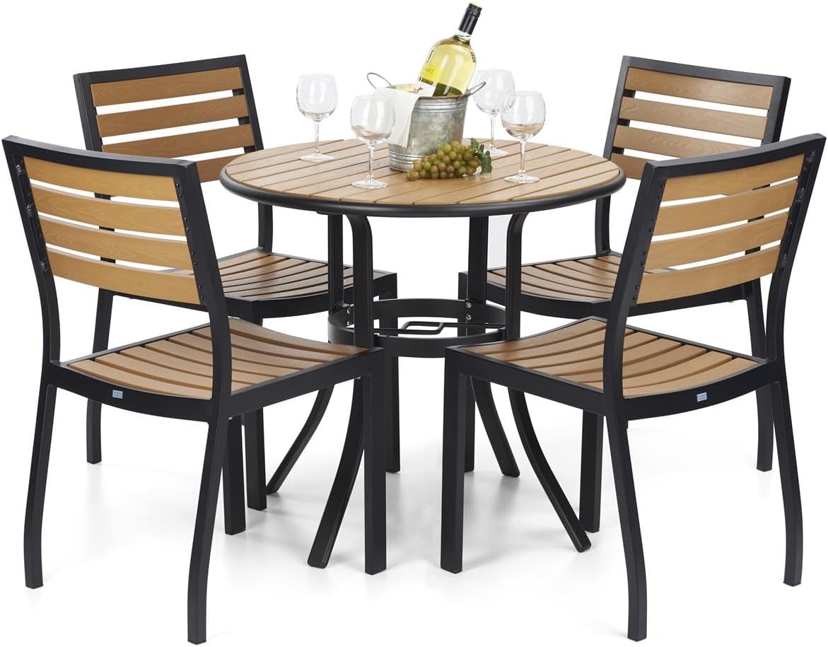 Displays2go Outdoor Patio Dining Table with Weatherproof Design (FDOMFRT)